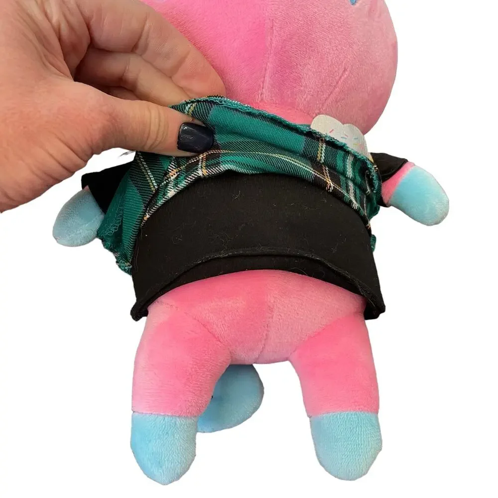 Krew District Rainbow Teddy Plush Plaid Outfit Cupcake Pink Stuffed Animal Toy